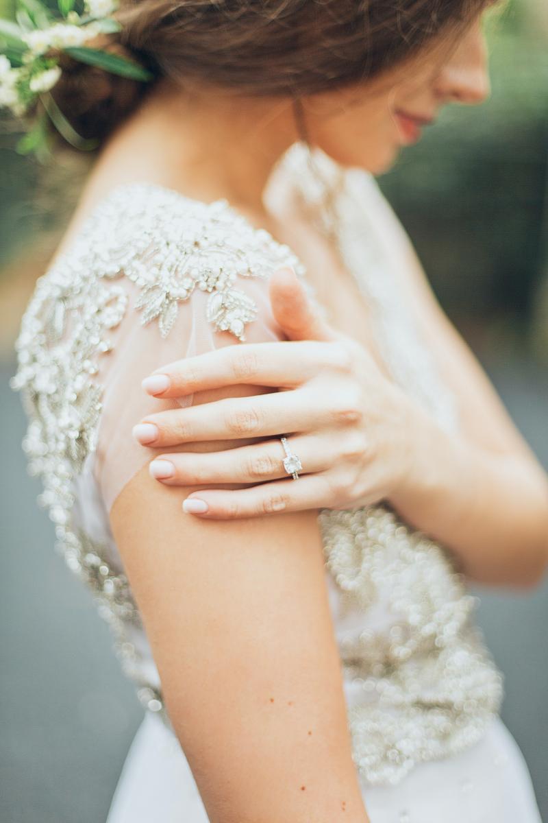 bride in lace wedding gown